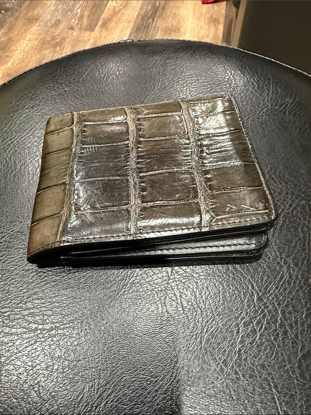 London Fog Croc-Embossed Money Clip Wallet - Dark Brown